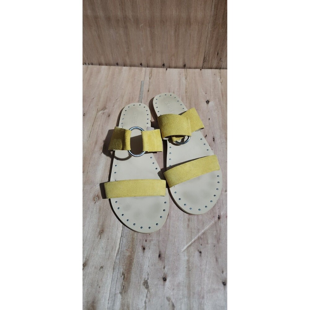 Top Shop Mustard Suede Leather Sandal Size 40 US Size 9 In EUC